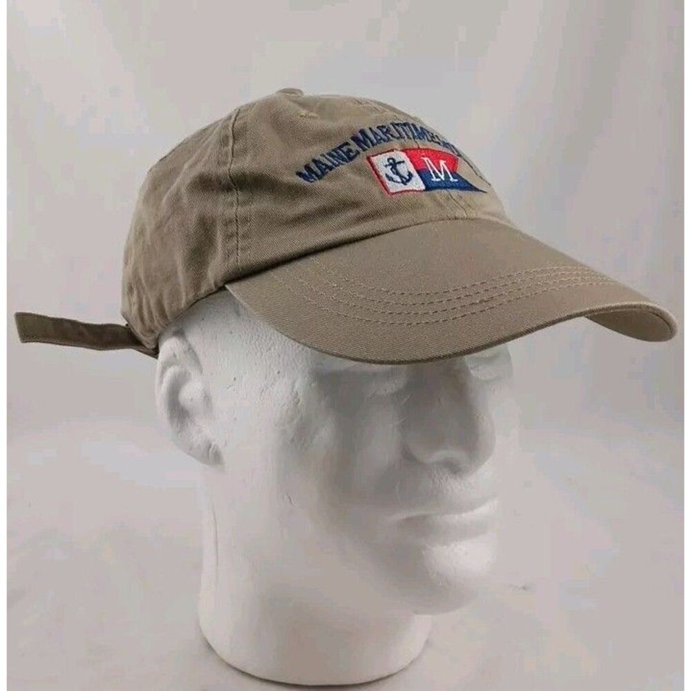 Maine Maritime Museum Beige Adjustable Strapback Hat/Cap-EXCELLENT!